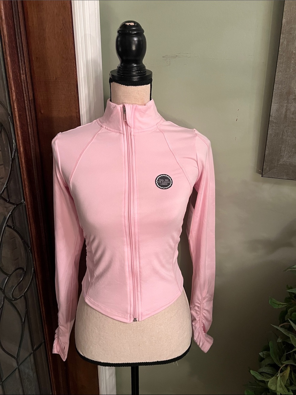 Women's Pink Full-Zip Utility Jacket with Chest Patch